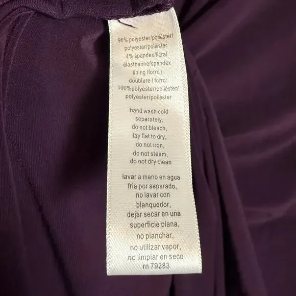 Alex Evenings Eggplant Purple Cowl Neck Embellished Waist Slit Long Gown Size 10 - Picture 11 of 11